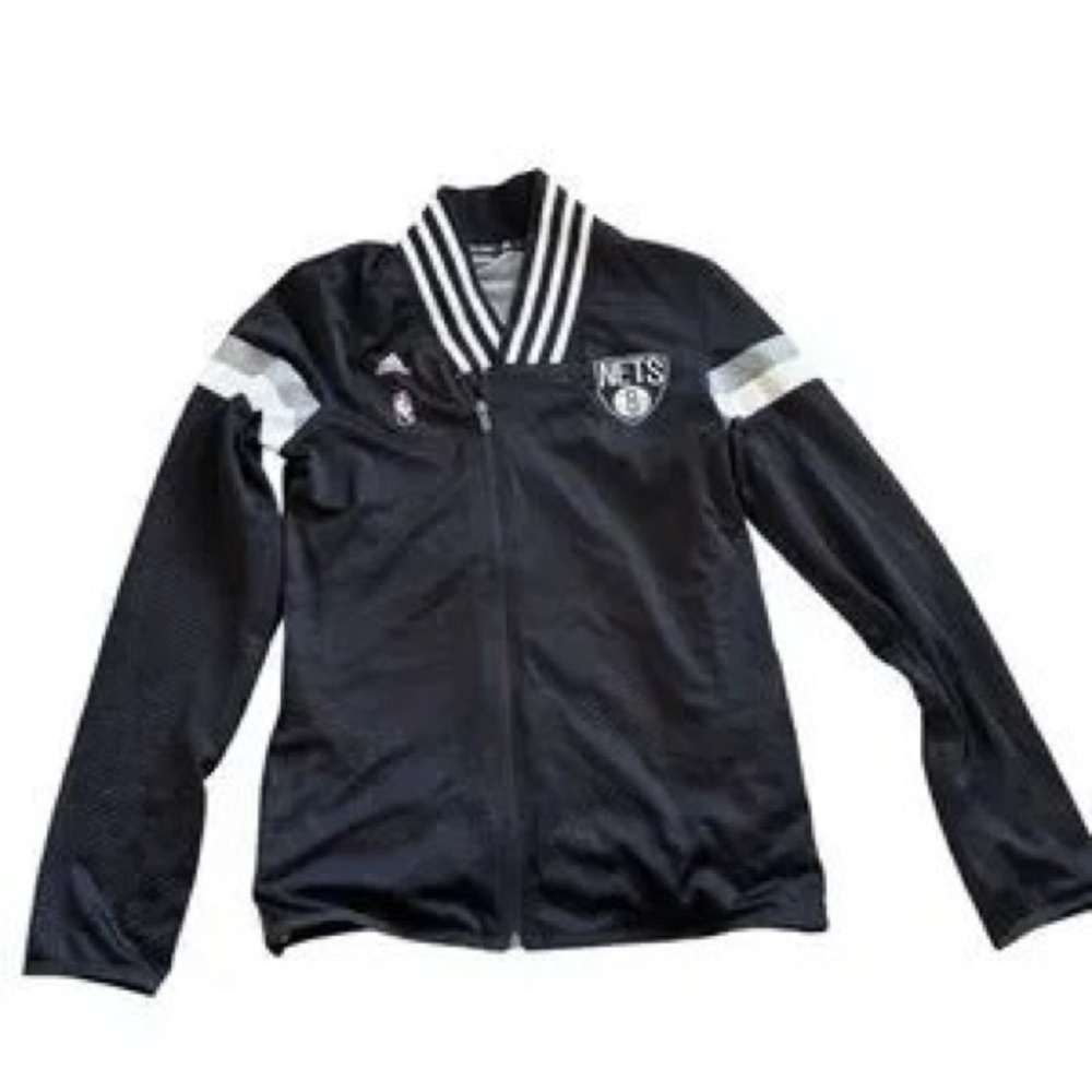 Adidas Black and White Brooklyn Nets Track Jacket